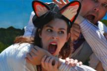 Princess Gwen as a hungry fox in AESOP AMUCK. Photo by Tim Guydish.