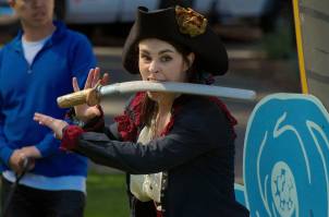 Princess Gwen as the evil Lady Blackhat, about to climb aboard the Good Ship Peripatetic. Photo by Tim Guydish.