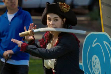 Princess Gwen as the evil Lady Blackhat, about to climb aboard the Good Ship Peripatetic. Photo by Tim Guydish.